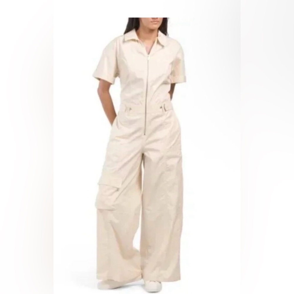 Zara NWT Cotton Wide Leg Cargo Jumpsuit